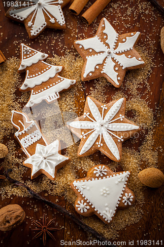 Image of Gingerbread cookies with nuts and spices