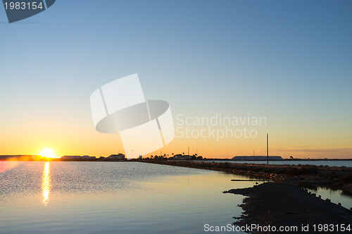 Image of Sunrise over Santa Pola salt farm