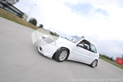 Image of Fast car moving with motion blur