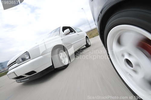 Image of Fast car moving with motion blur