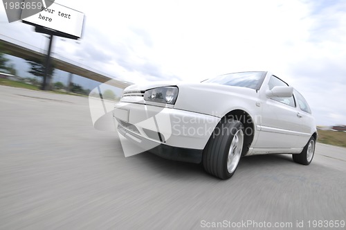 Image of Fast car moving with motion blur