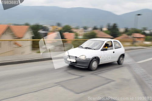 Image of Fast car moving with motion blur