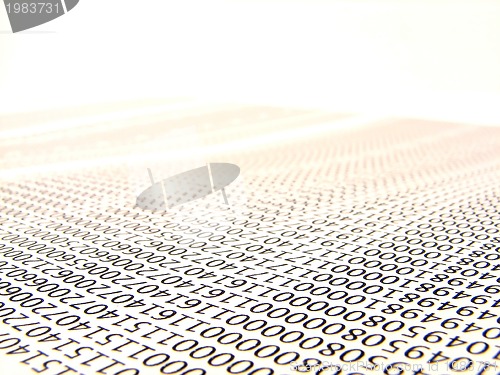 Image of database concept with printed and coded database records