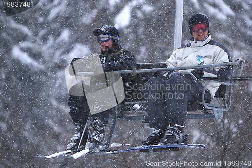 Image of winter fun on a chair lift