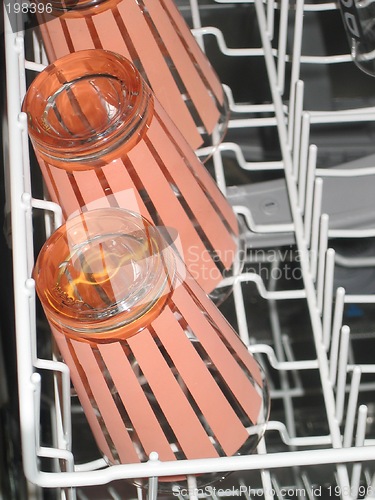 Image of dishwasher with orange glasses