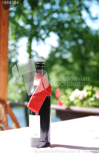 Image of wine bottle on table