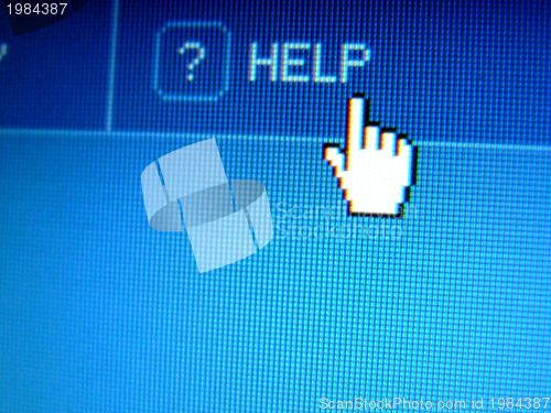 Image of help online and hand cursor above