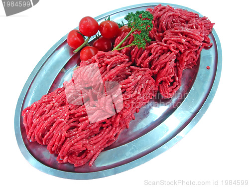 Image of fresh meat and tomato on plate