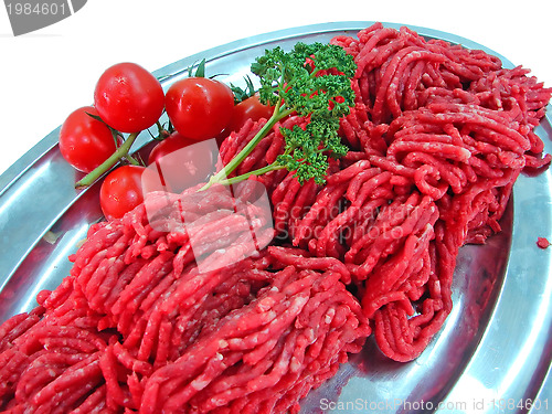 Image of fresh meat and tomato on plate