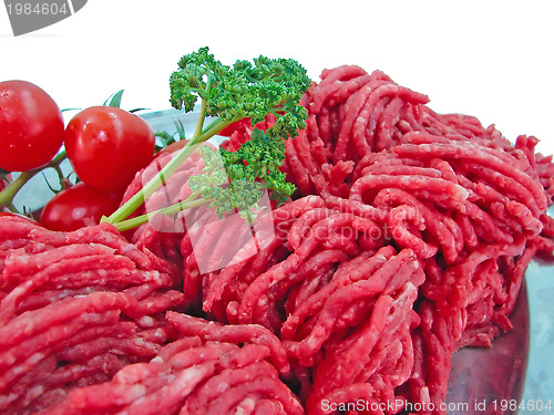 Image of fresh meat and tomato on plate
