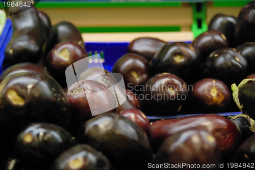 Image of  eggplant in supermarket