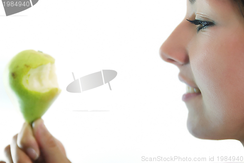 Image of beautiful girl with pear