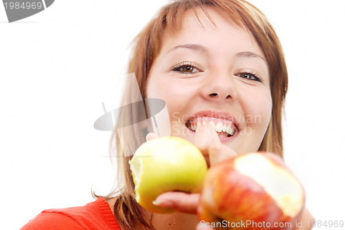 Image of beautiful girl with apple