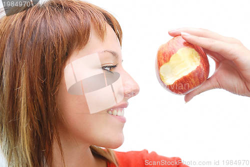 Image of beautiful girl with apple