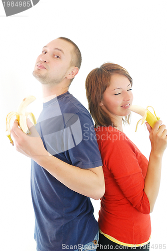 Image of happy couple with fruits