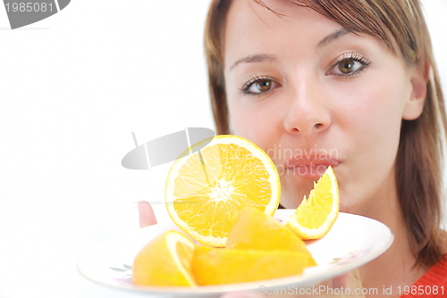 Image of pretty girl with orange