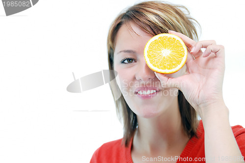 Image of pretty girl with orange