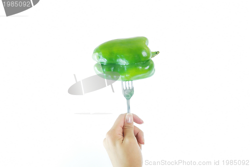Image of green pepper on fork