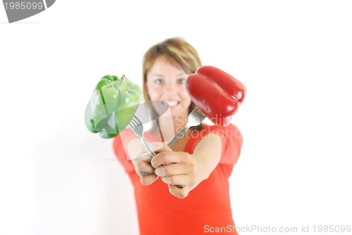 Image of pretty girl with pepper isolated