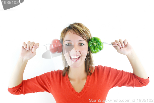 Image of pretty girl with pepper isolated