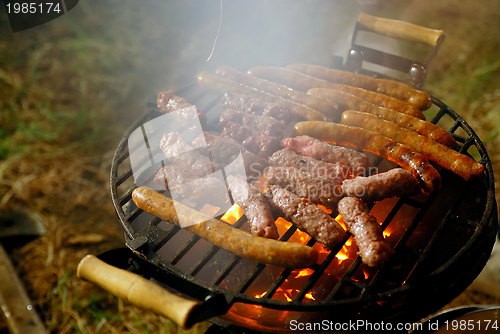 Image of sausages on grill