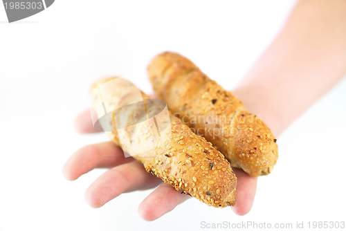 Image of isolated croissant in hand