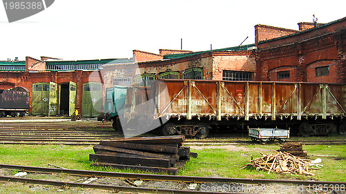 Image of Steam locomotives in locomotive depot