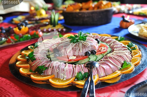 Image of Catering food arrangement on table