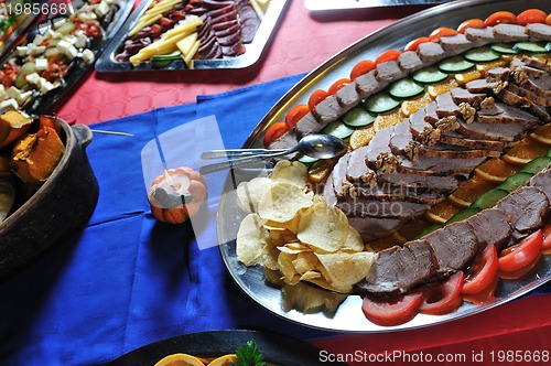 Image of Catering food arrangement on table