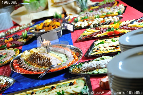 Image of Catering food arrangement on table