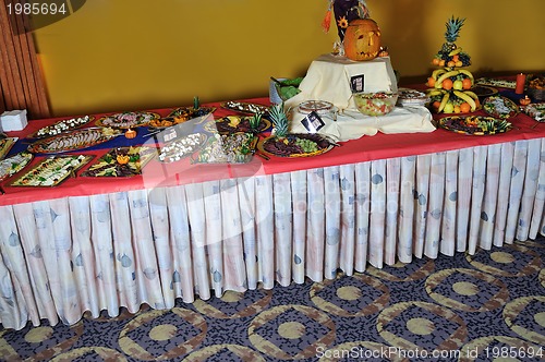 Image of Catering food arrangement on table