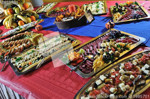 Image of Catering food arrangement on table