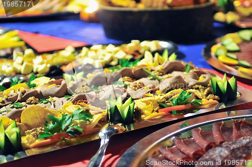 Image of Catering food arrangement on table