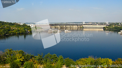 Image of View on hydropower station in Zaporozhye