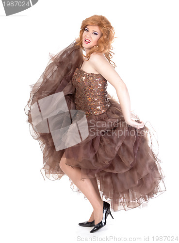 Image of Portrait of drag queen. Man dressed as Woman