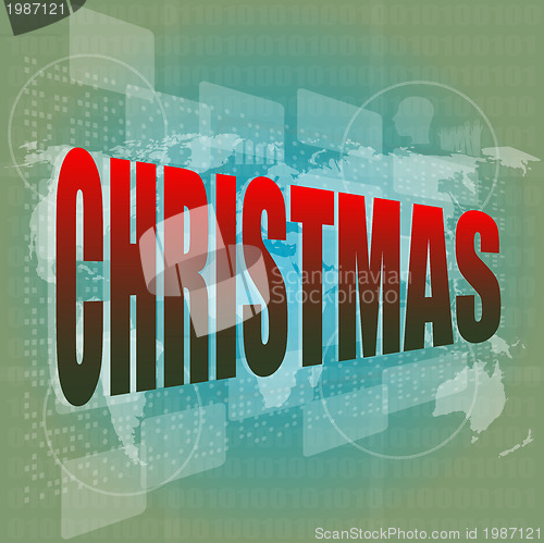Image of christmas word on digital screen with world map - holiday