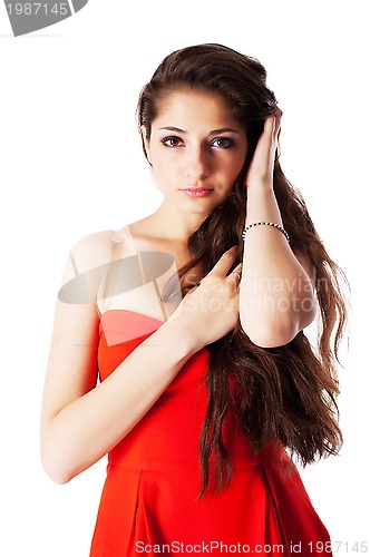 Image of Pretty girl in red