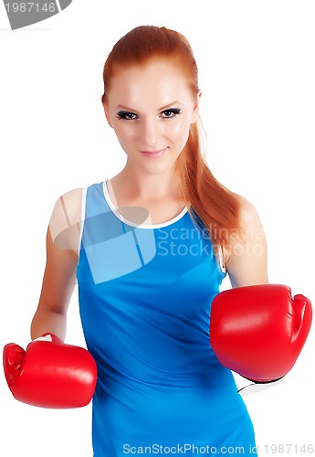 Image of Pretty girl with boxing gloves