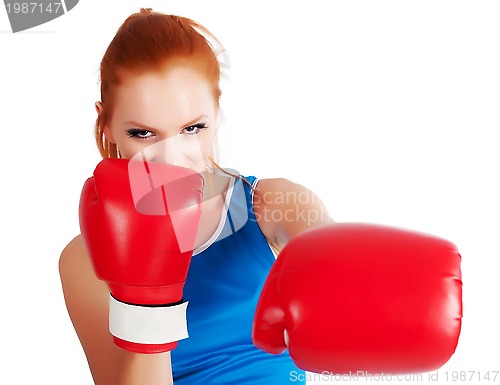 Image of Pretty girl with boxing gloves