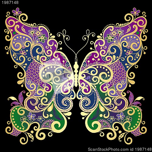 Image of Fantasy gold-colorful butterfly 