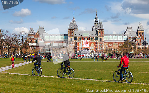 Image of Riding Bicycles in Amsterdam