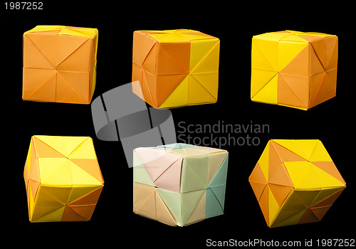 Image of Paper cubes folded origami style.