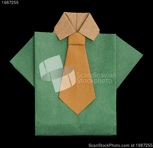 Image of Isolated paper made green shirt.