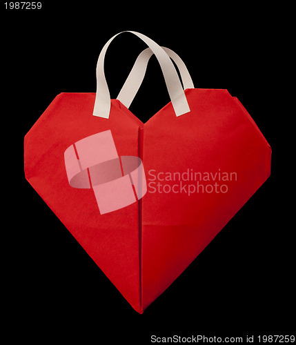 Image of Red heart shopping bag.