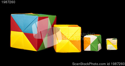 Image of Paper cubes folded origami style.