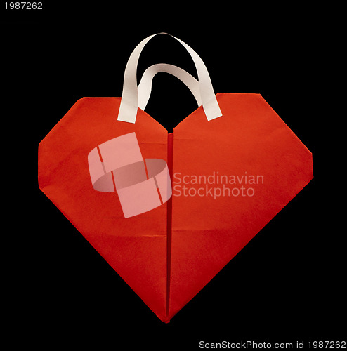 Image of Red heart shopping bag.