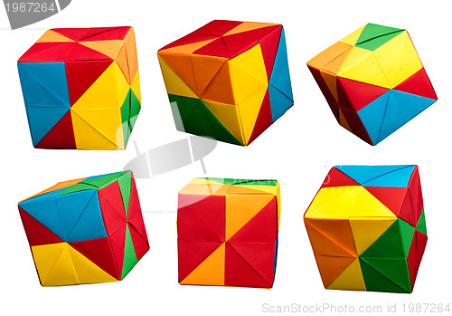 Image of Paper cubes folded origami style.