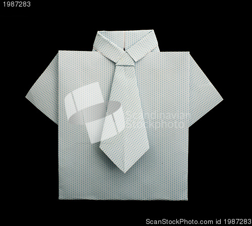 Image of Isolated paper made white plaid shirt.