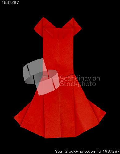 Image of Red dress made ??of paper.