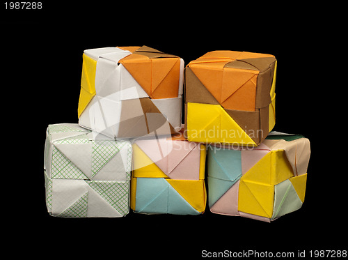 Image of Paper cubes folded origami style.